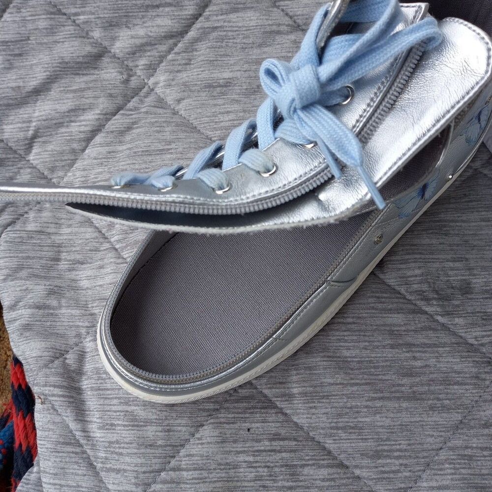 Billy Footwear Metallic Silver Butterfly Lace High Top Zip Adaptive Size 9 - Picture 7 of 11